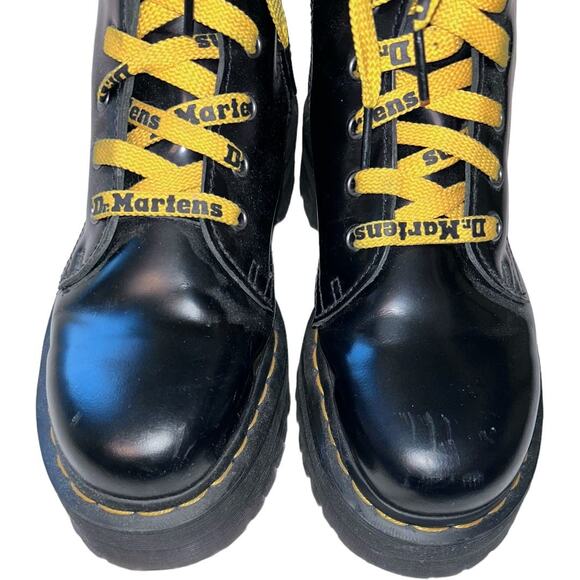 Worn TWICE $210 Dr. Marten Jadon Smooth Black Leather Platform Combat Boots 8 - Picture 9 of 15